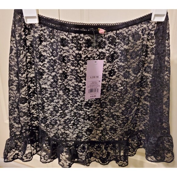 Wild Fable Women's Ruffle Hem Lace Swim Cover Up LARGE (12-14) Skirt Black - NWT - Picture 1 of 7
